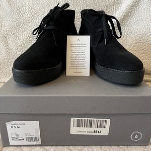 AQUATALIA Black Suede Boots Platform Wedge NEW (8.5M)
